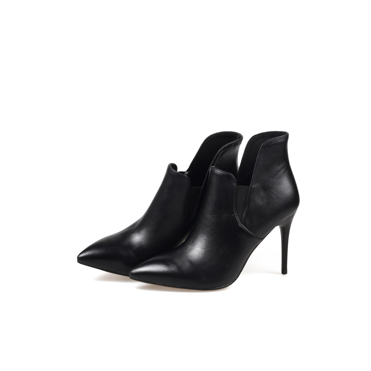 leather asymmetrical ankle boots all black 6