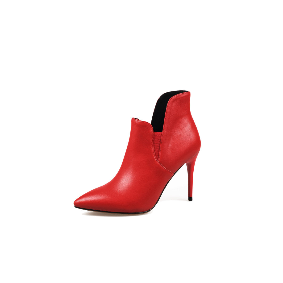 leather asymmetrical ankle boots all red 2