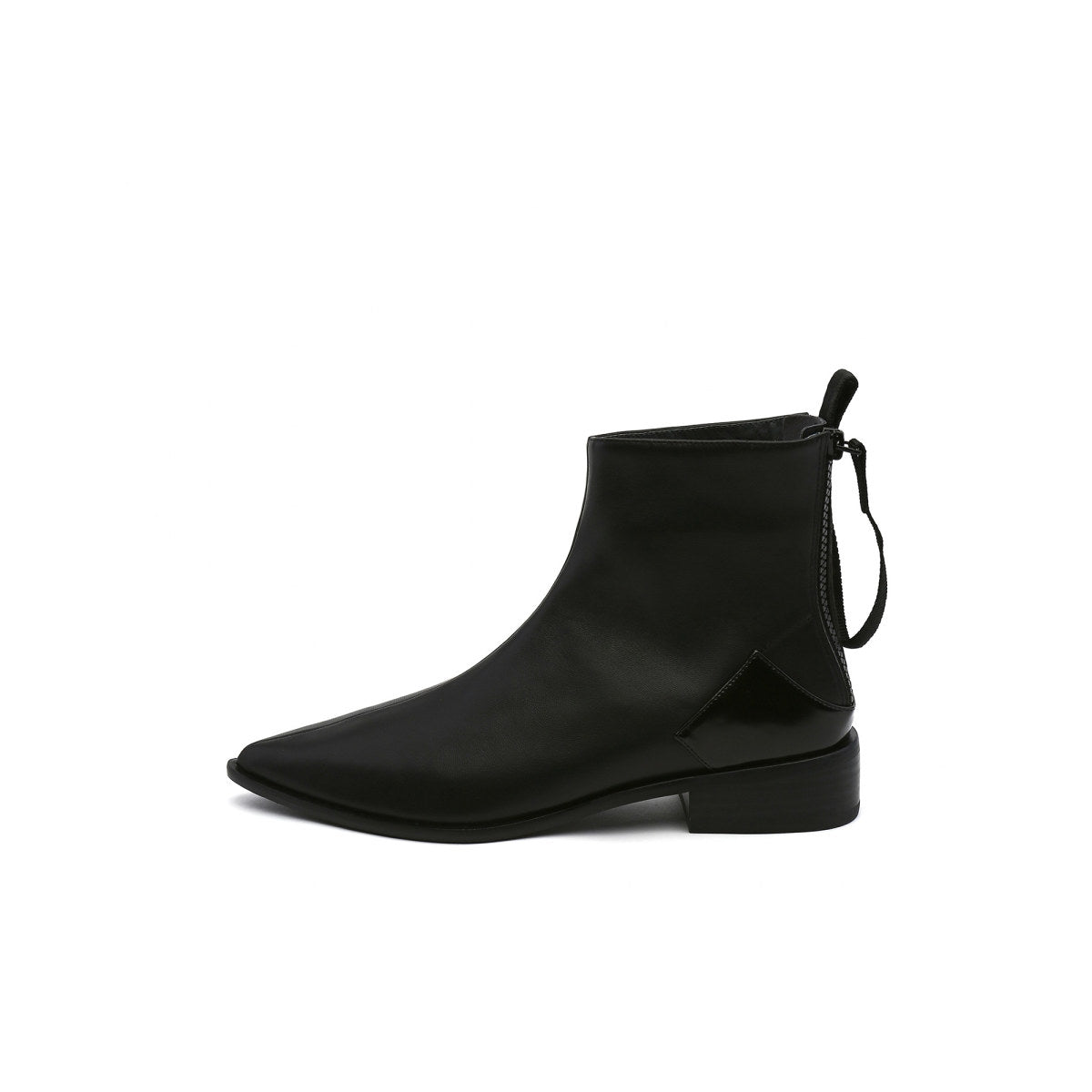 leather back zip walking boots all black 1