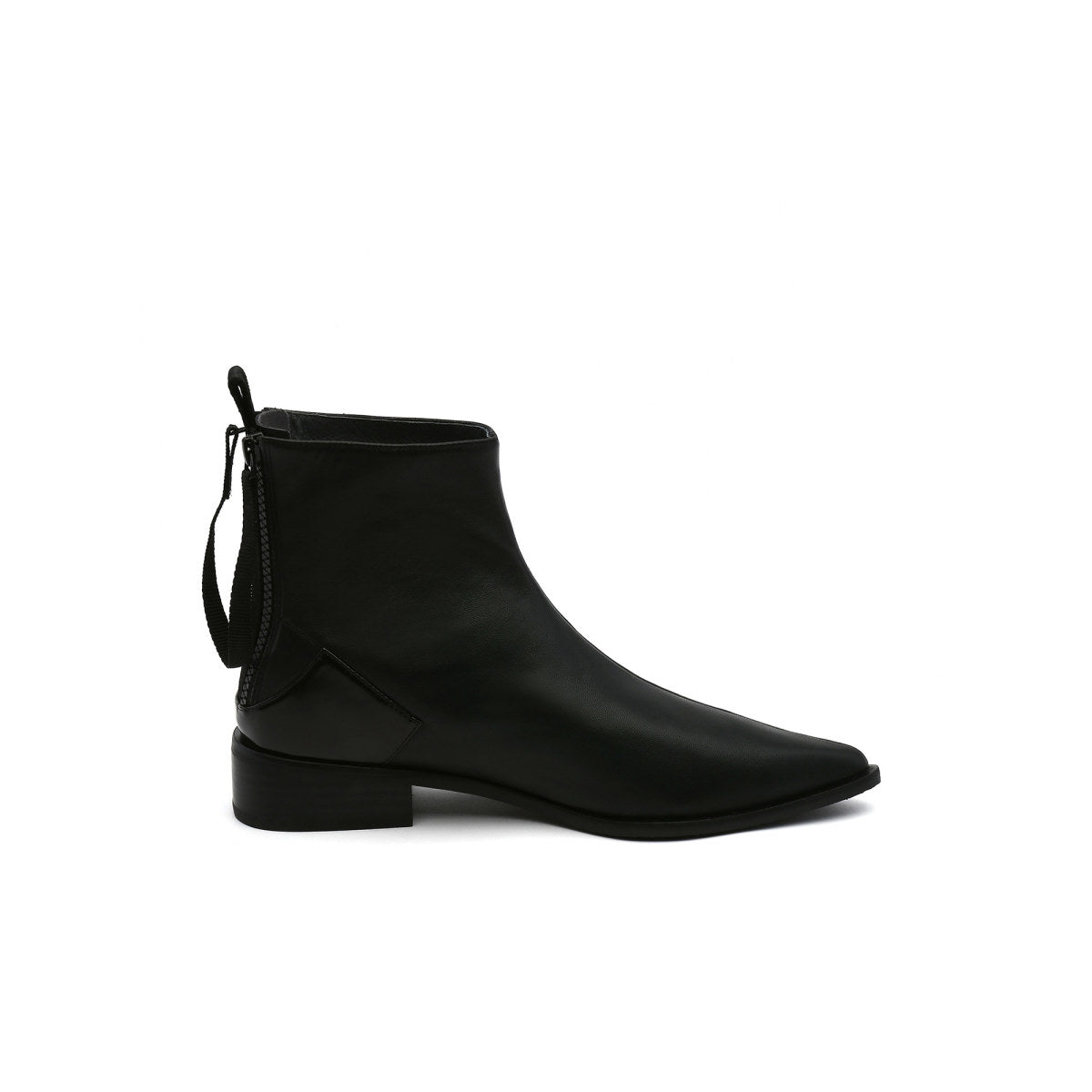 leather back zip walking boots all black 3