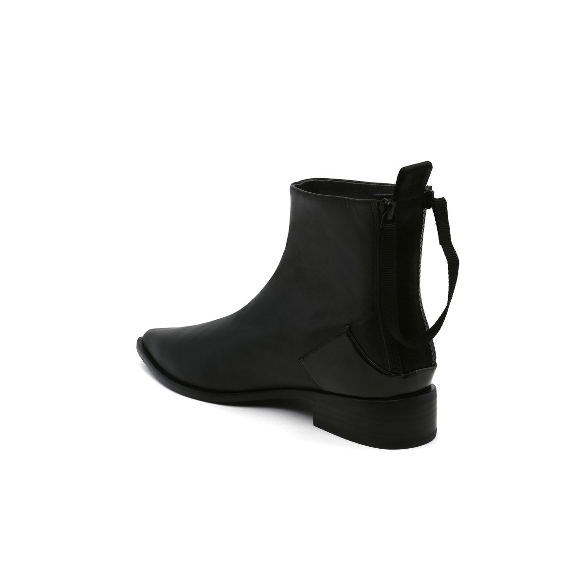 leather back zip walking boots all black 4