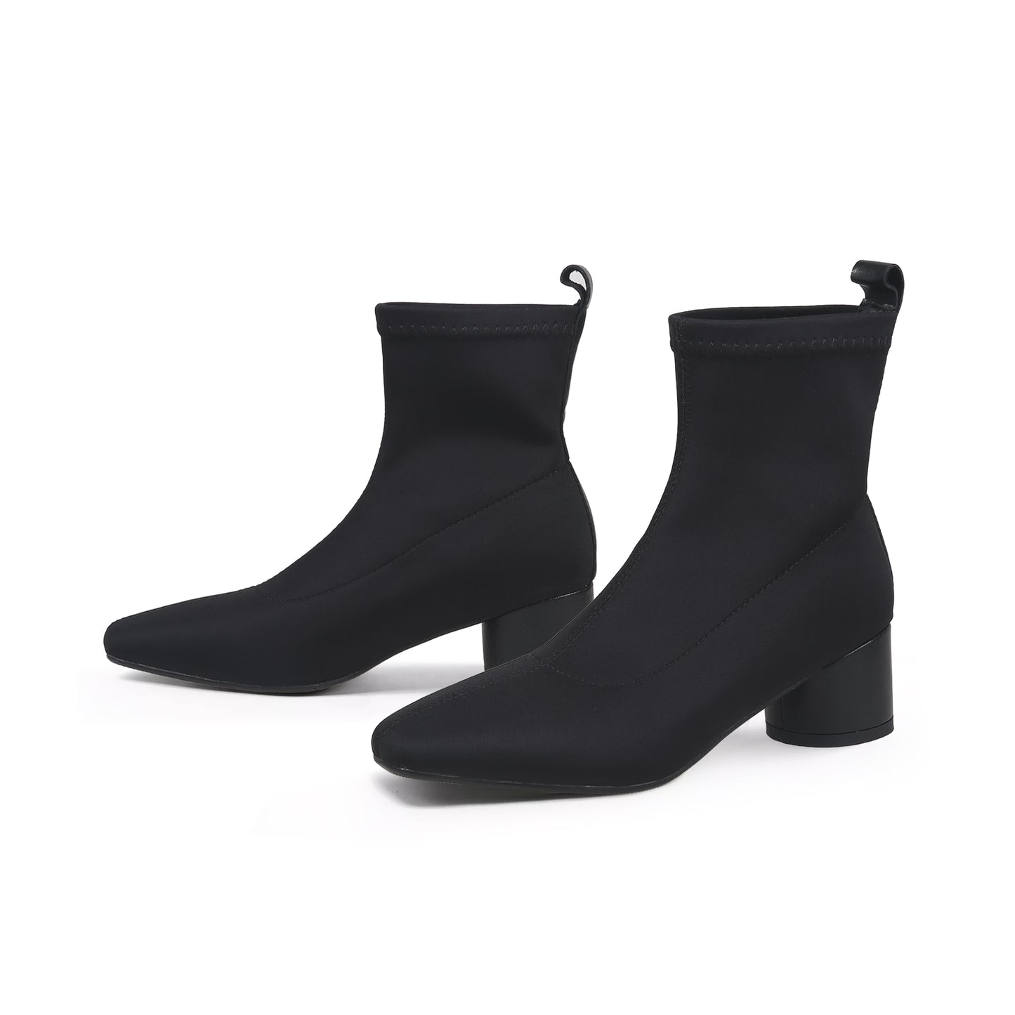 leather boots chunky heels all black 6