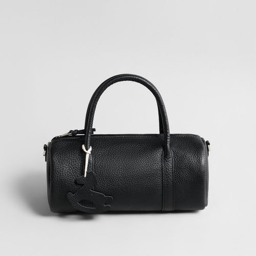 Leather Cylinder Handbag – Convertible Crossbody Bag with Detachable Strap
