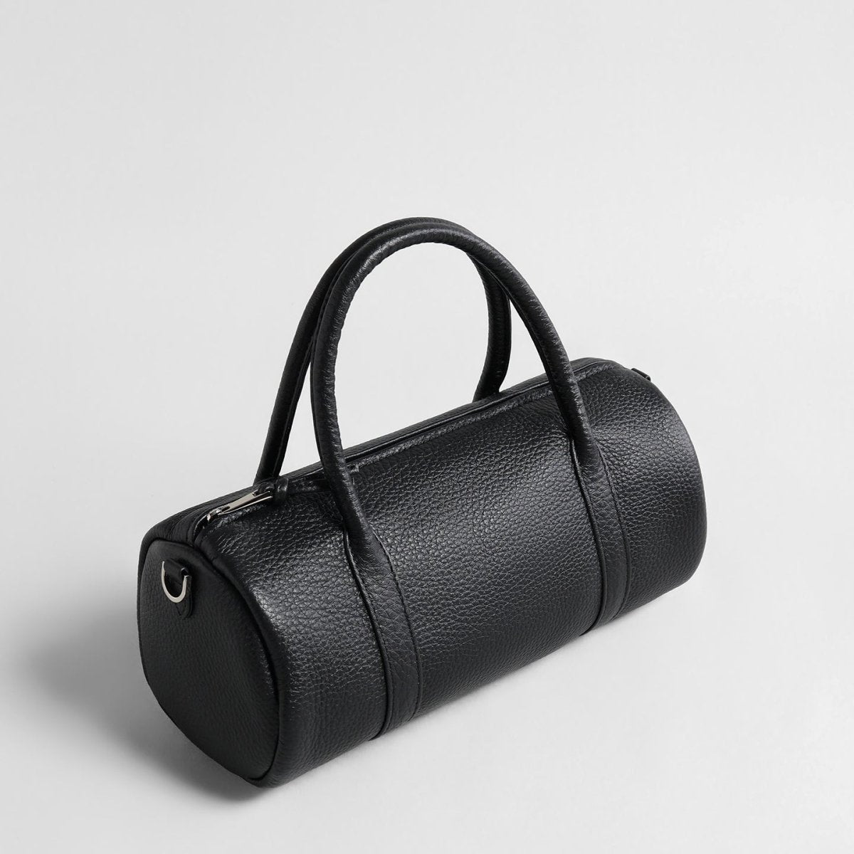 Leather Cylinder Handbag – Convertible Crossbody Bag with Detachable Strap