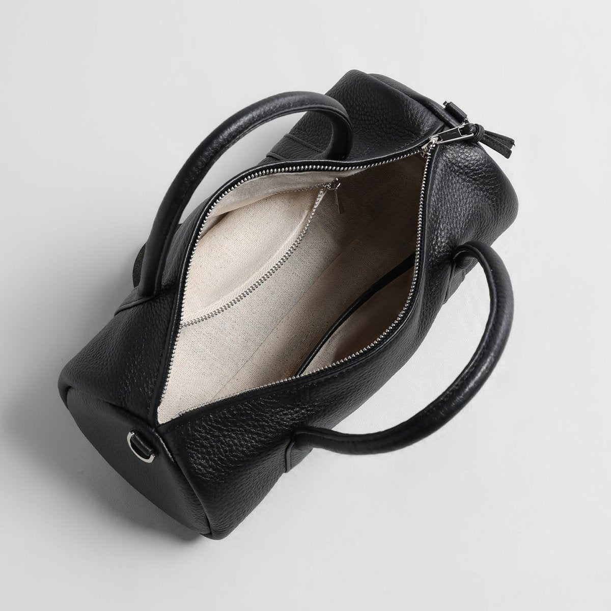 Leather Cylinder Handbag – Convertible Crossbody Bag with Detachable Strap
