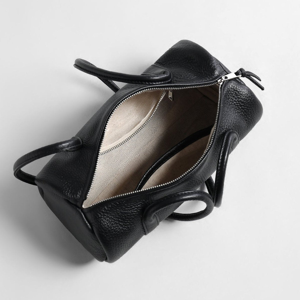 Leather Cylinder Crossbody Bag – Lychee Grain Shoulder Bag