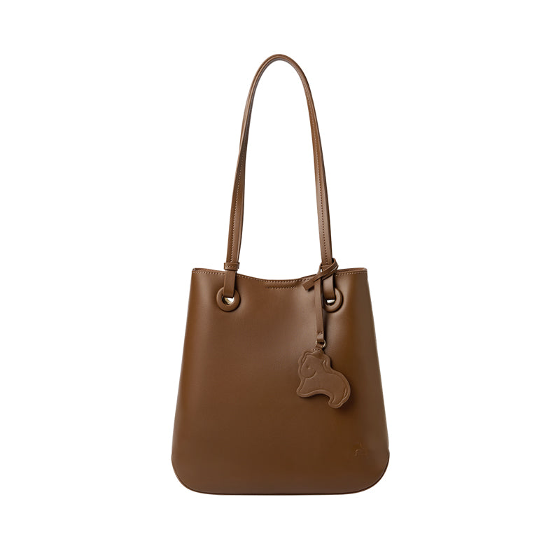 Leather Horse Charm Tote Bag