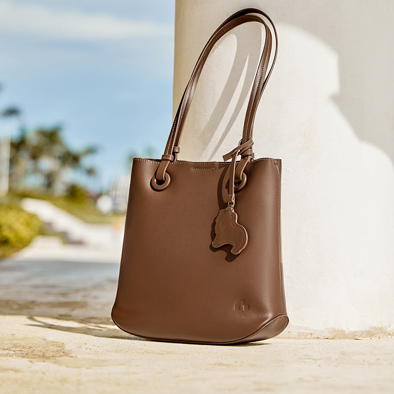 Leather Horse Charm Tote Bag