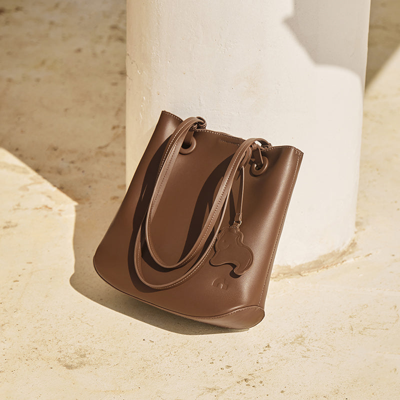 Leather Horse Charm Tote Bag