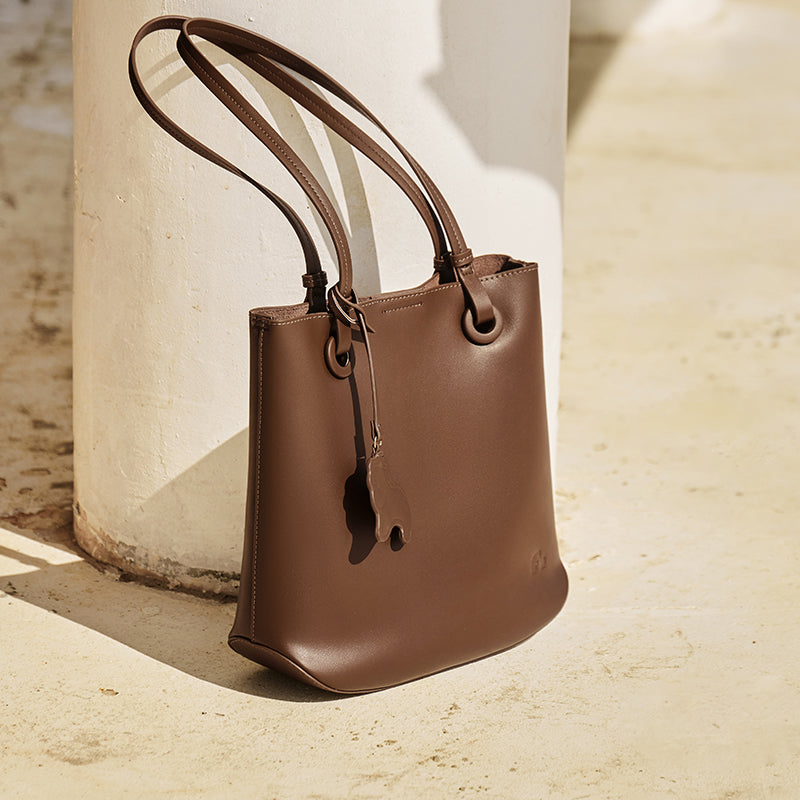 Leather Horse Charm Tote Bag