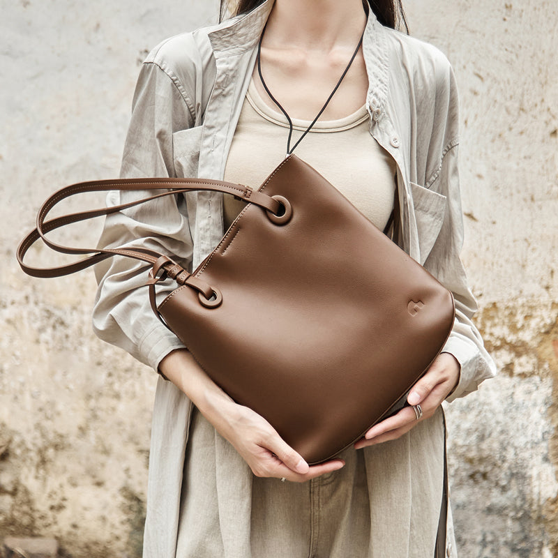 Leather Horse Charm Tote Bag
