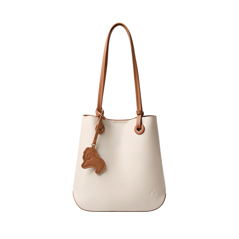 Leather Horse Charm Tote Bag