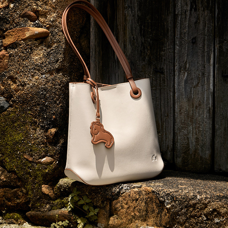 Leather Horse Charm Tote Bag