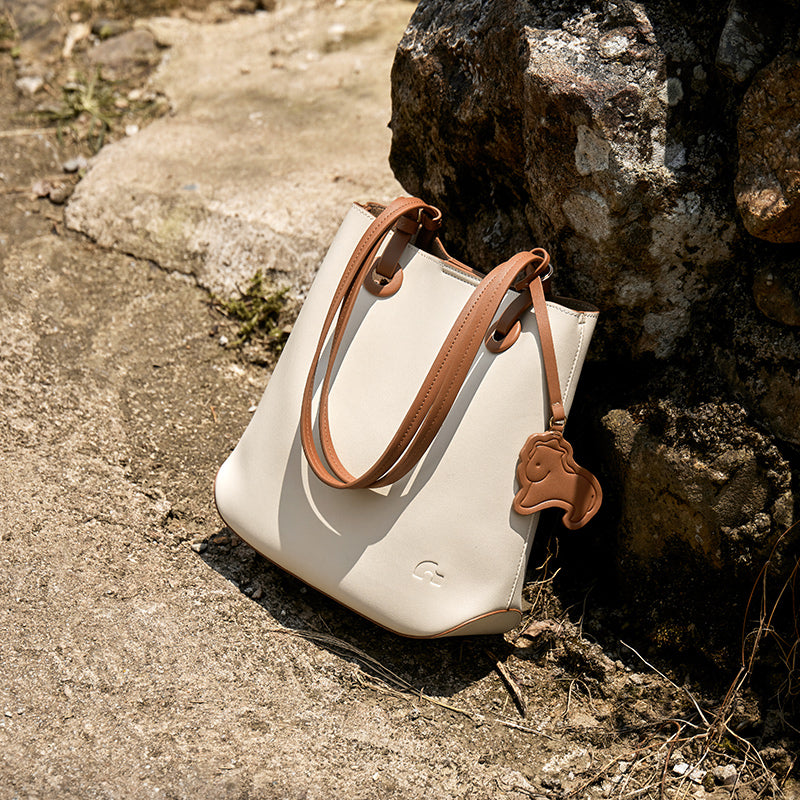 Leather Horse Charm Tote Bag