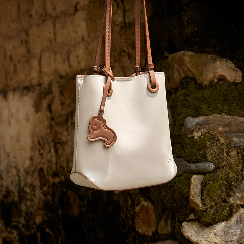 Leather Horse Charm Tote Bag