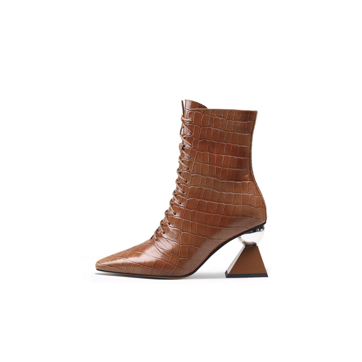 leather lace up ankle boots all brown 1