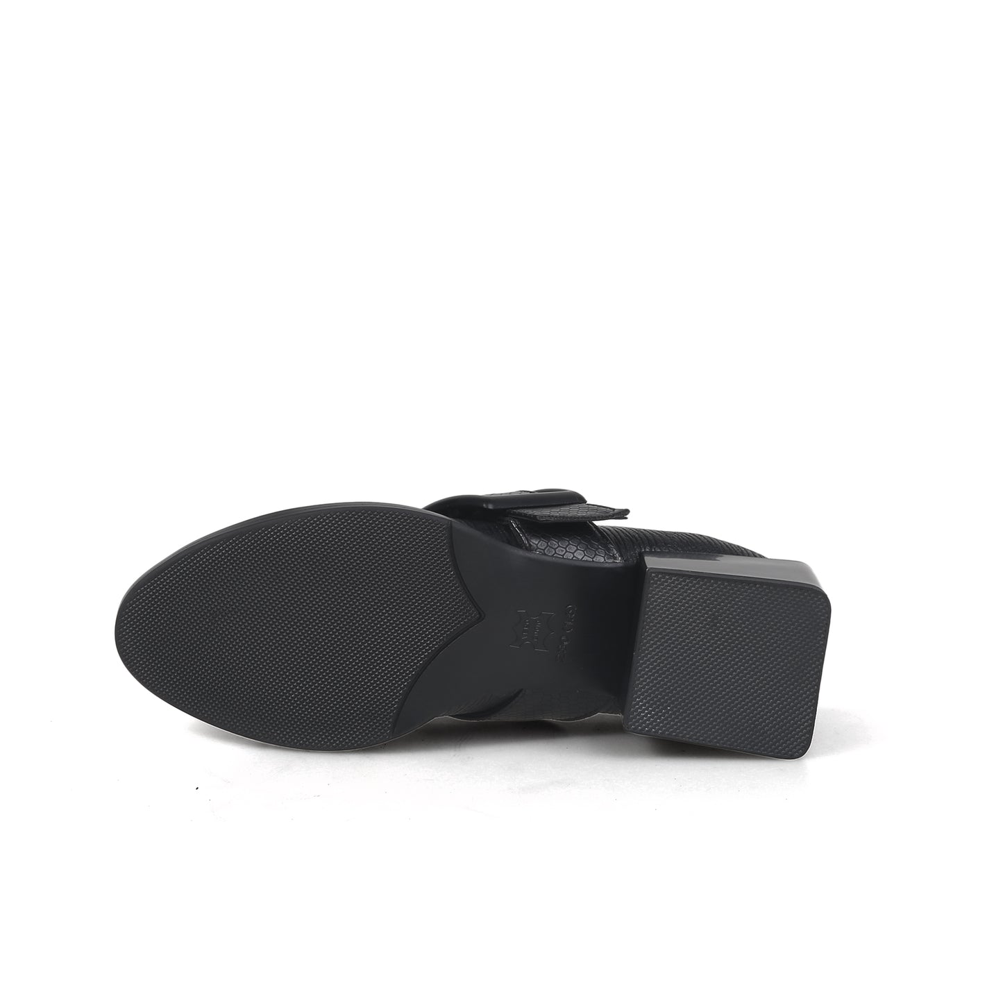 leather loafers mid length block heel pumps all black 5