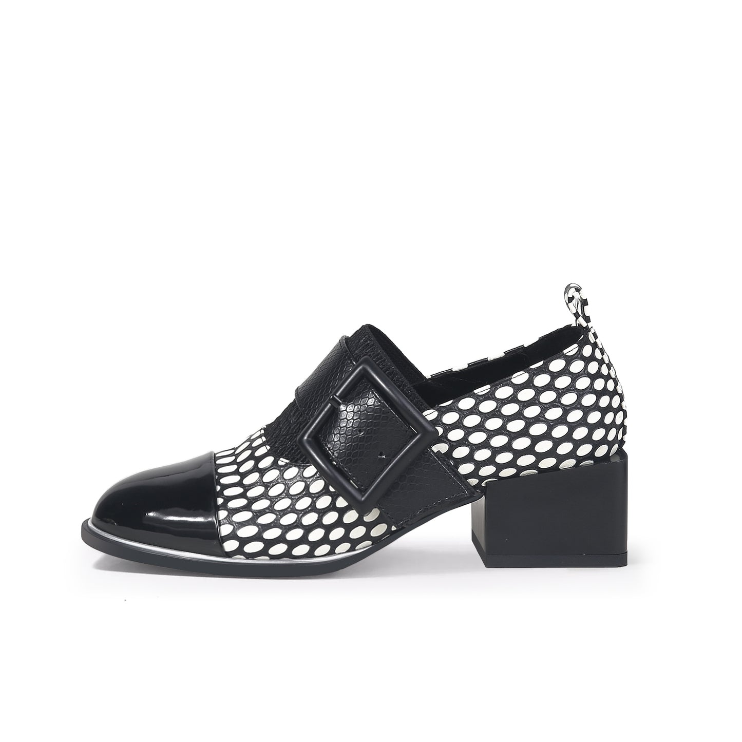 leather loafers mid length block heel pumps all white 1