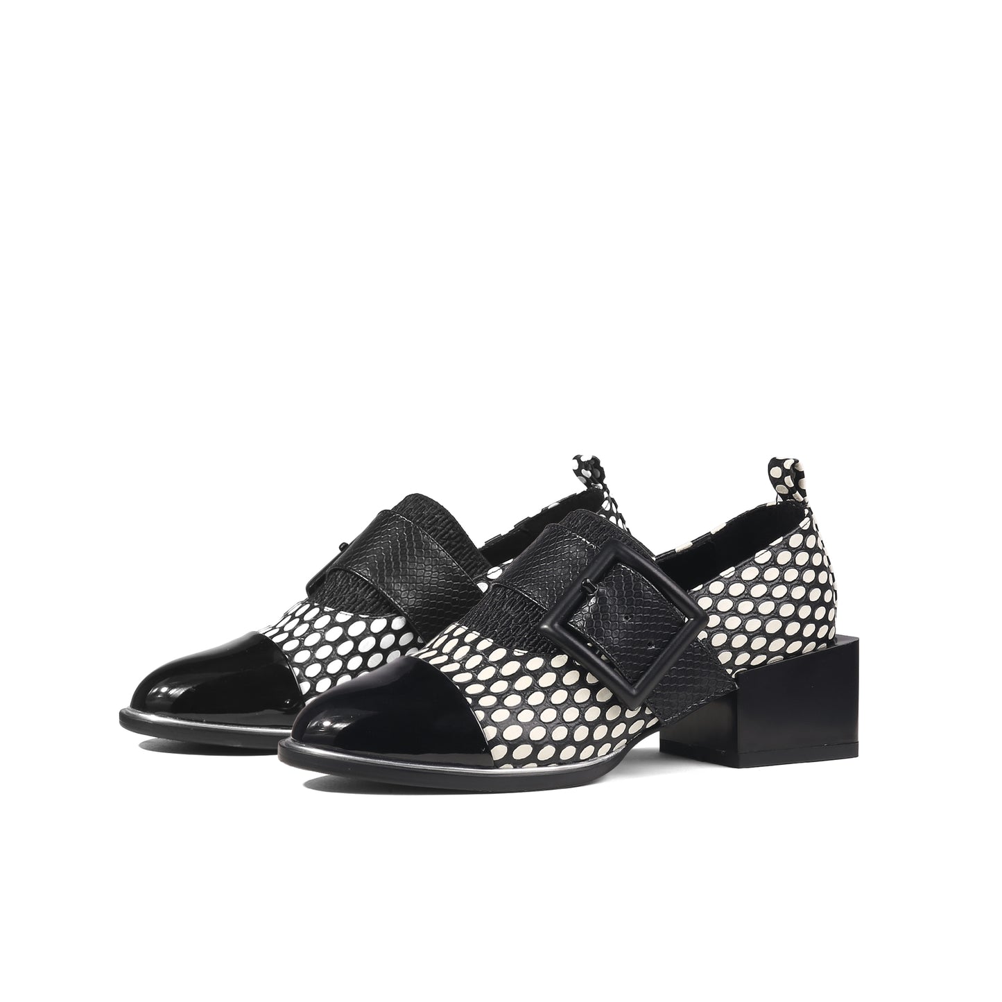 leather loafers mid length block heel pumps all white 3