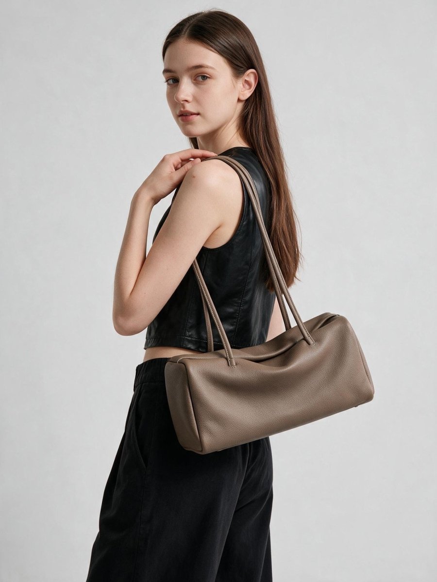 Leather Pillow Shoulder Bag – Soft First-Layer Cowhide Slouchy Bag