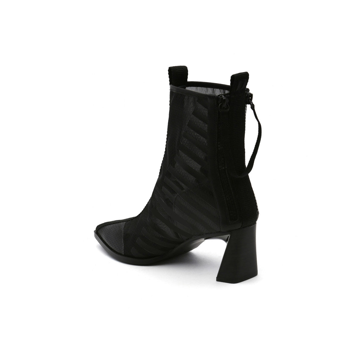 leather trimmed mesh ankle boots all black 4