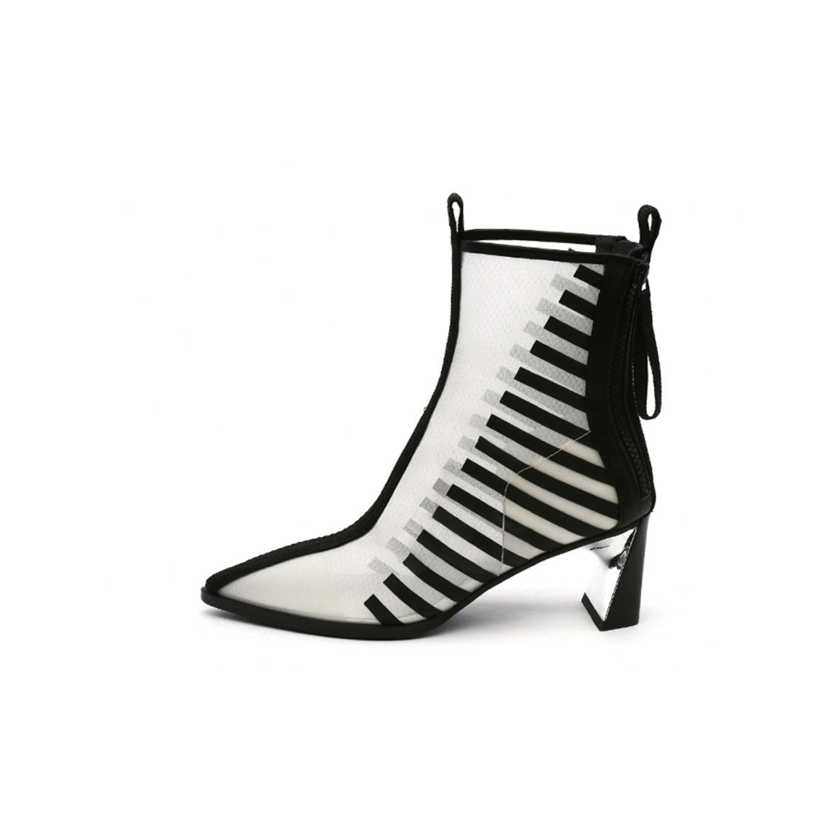 leather trimmed mesh ankle boots all white 1