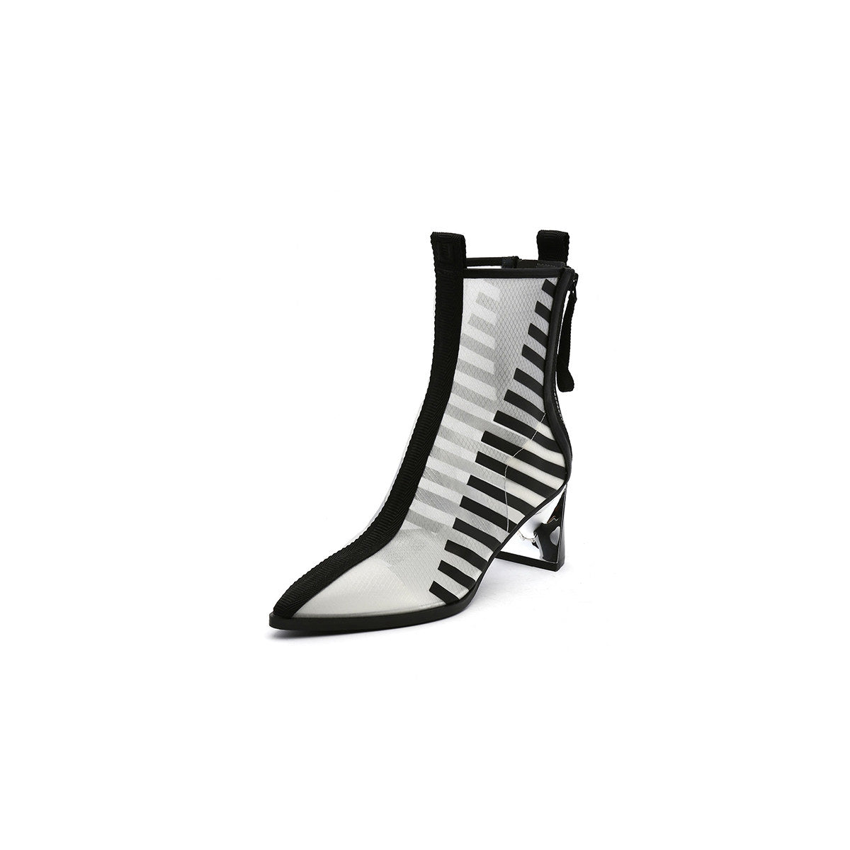 leather trimmed mesh ankle boots all white 2