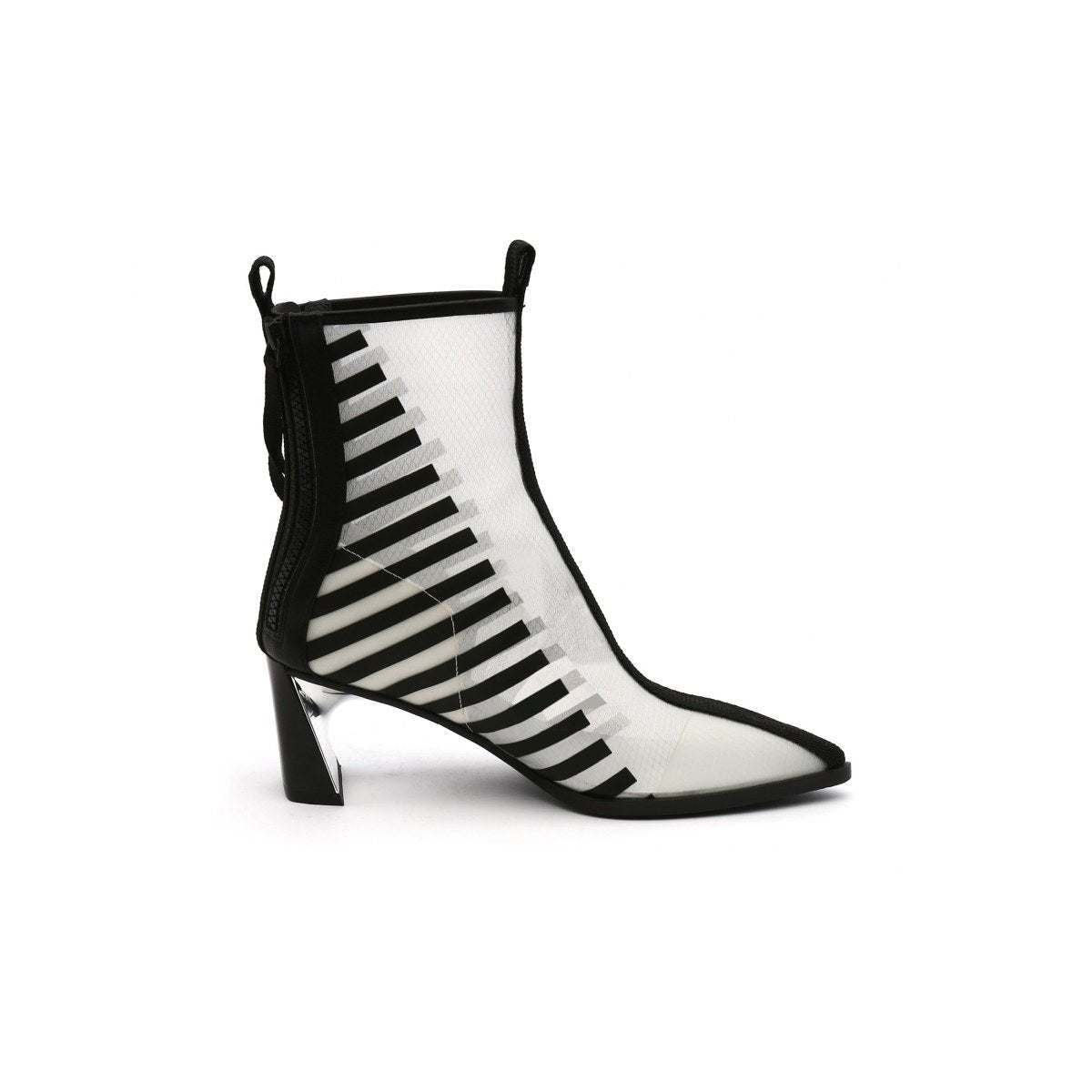 leather trimmed mesh ankle boots all white 3