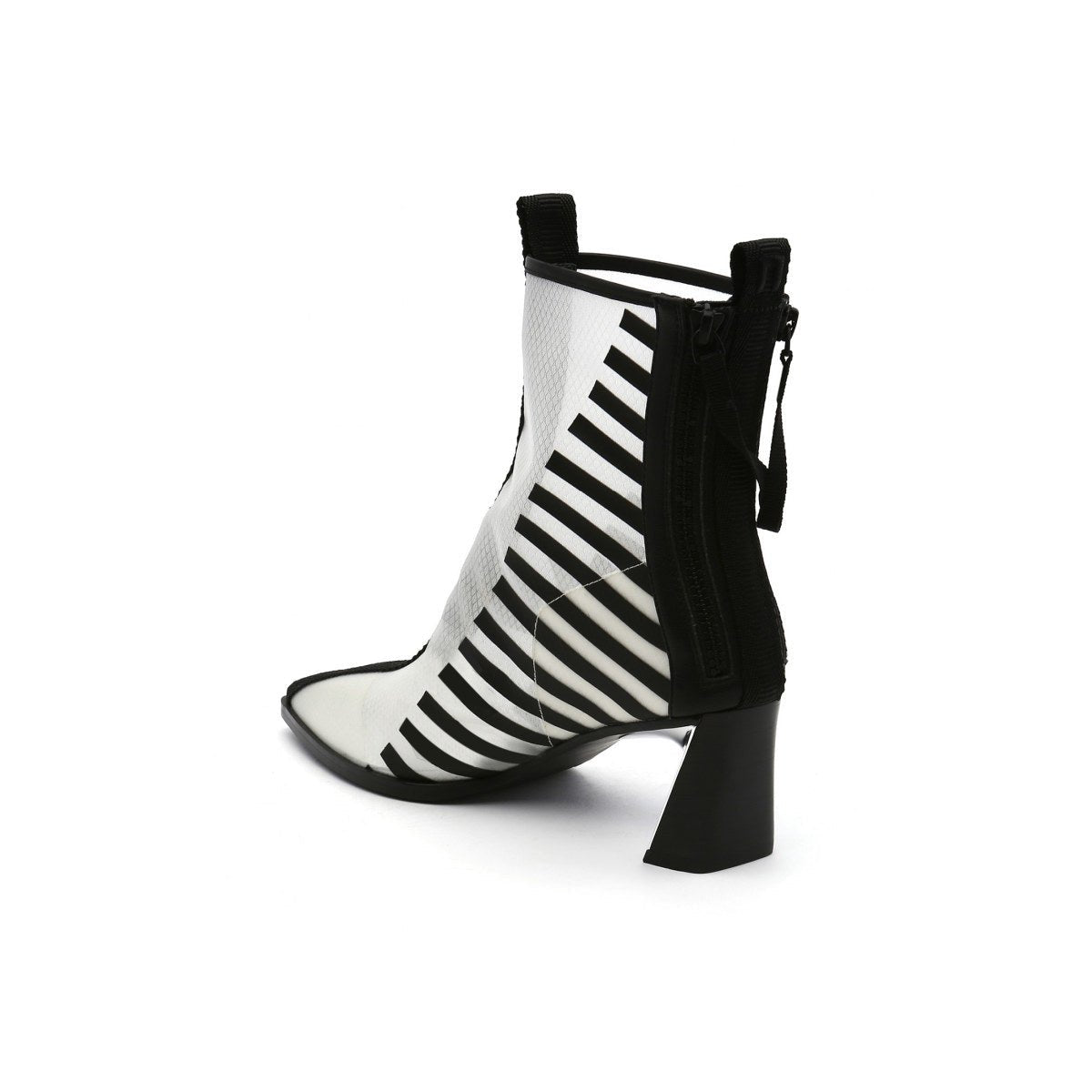 leather trimmed mesh ankle boots all white 4