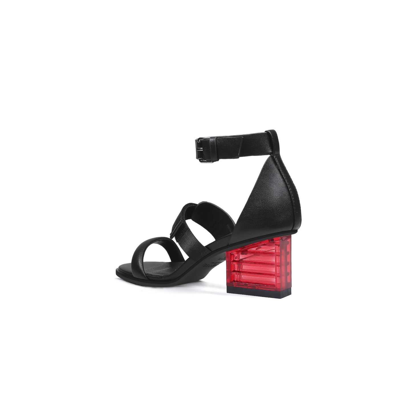 leather wrap strap sandals with glass heels all black 4