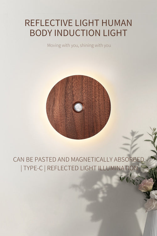 led wireless rechargeable motion sensor night light [natural walnut] 1
