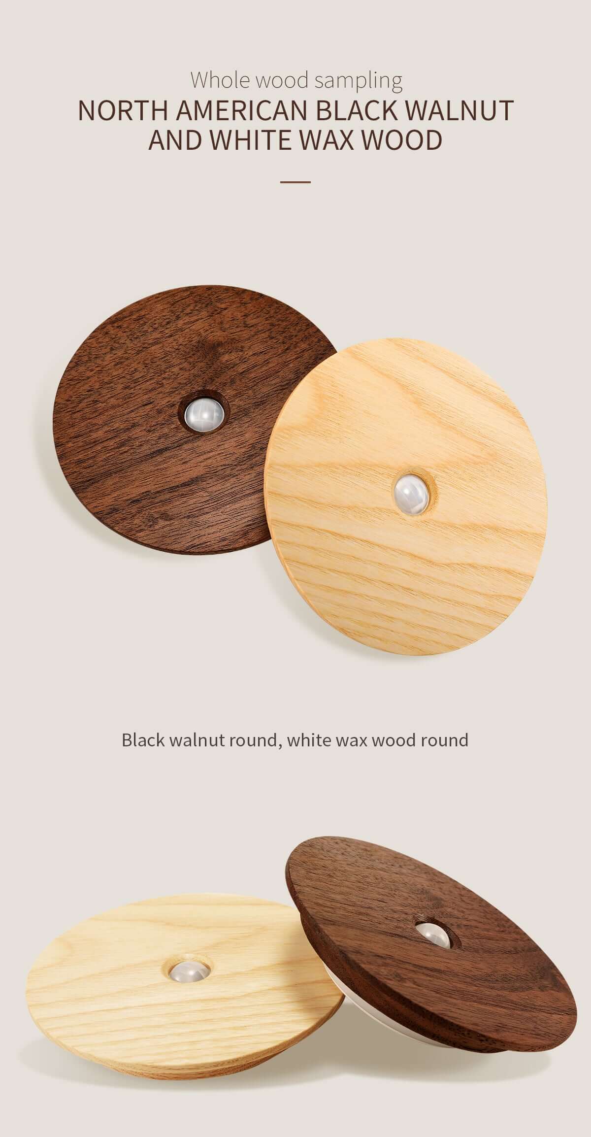 led wireless rechargeable motion sensor night light [natural walnut] 2