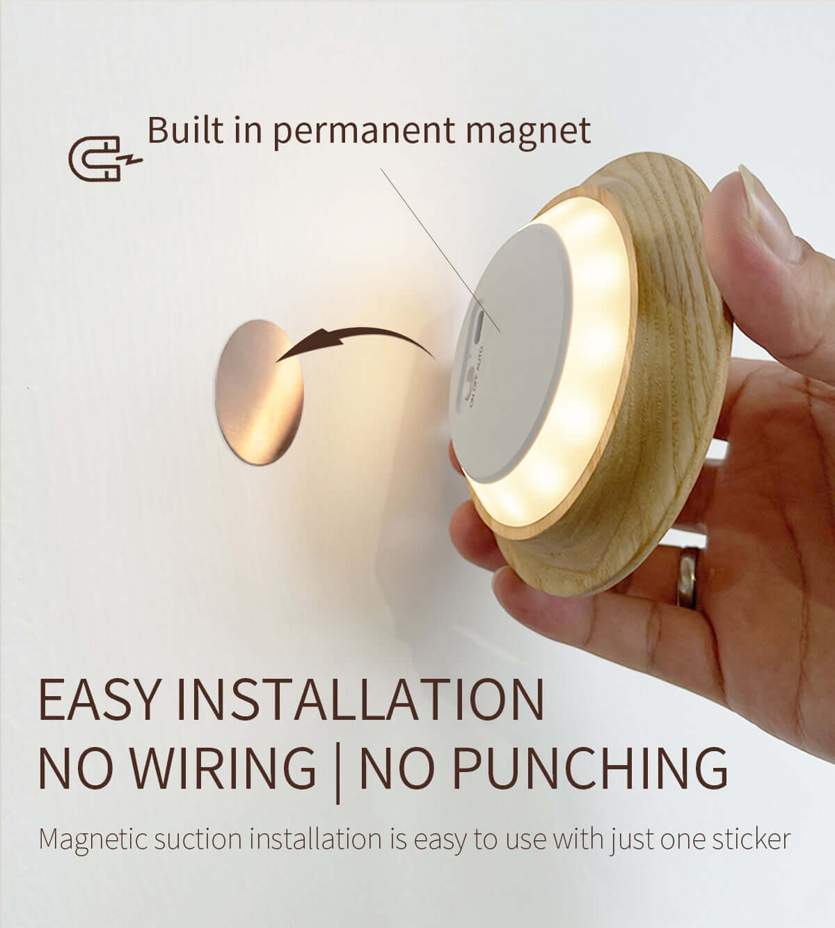 led wireless rechargeable motion sensor night light [natural walnut] 5