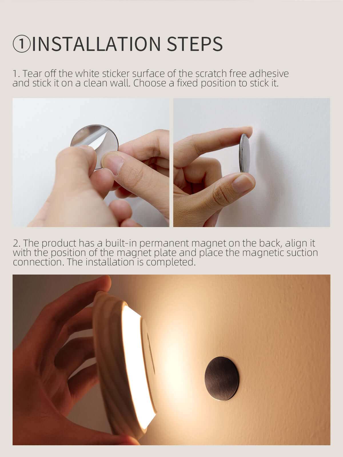 led wireless rechargeable motion sensor night light [natural walnut] 7