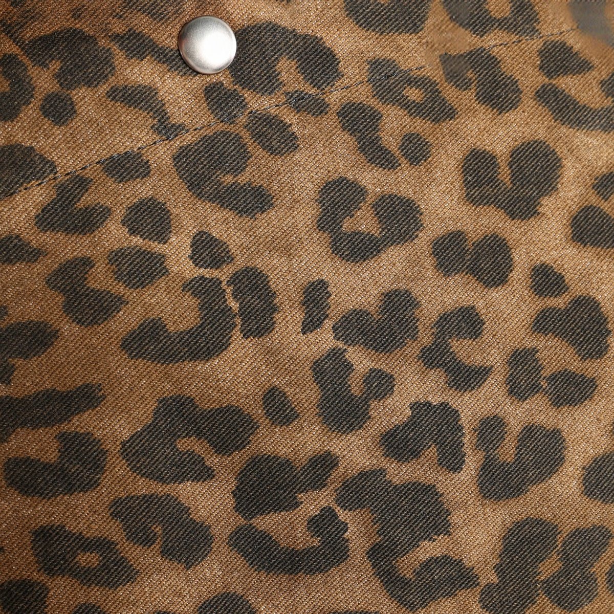 Leopard Print Canvas Tote Bag – Leather Strap Shoulder Bag with Snap Closure