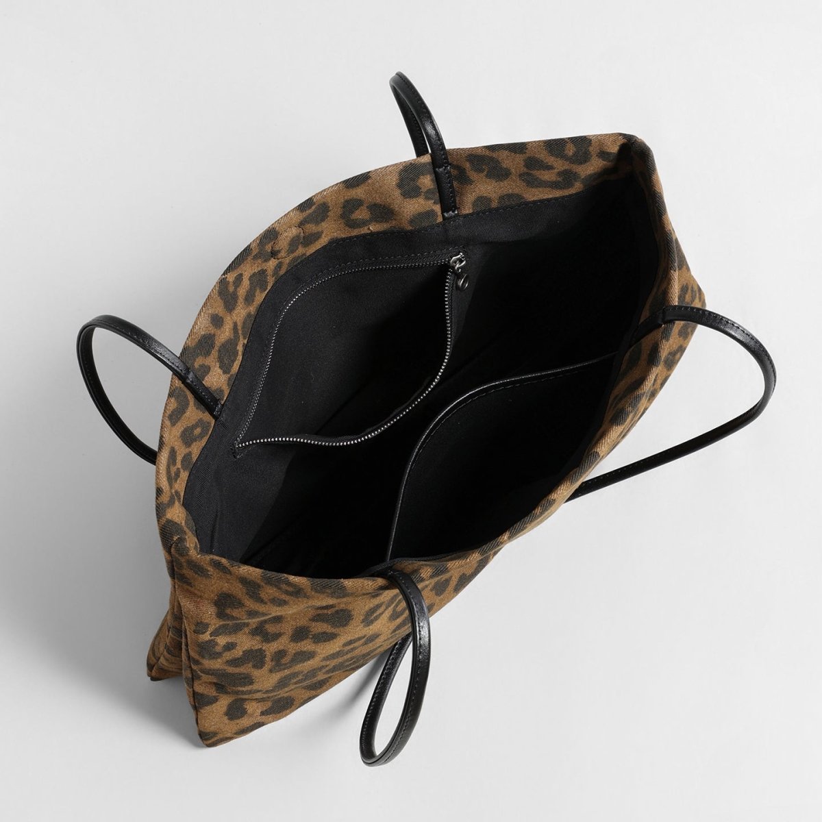 Leopard Print Canvas Tote Bag – Leather Strap Shoulder Bag