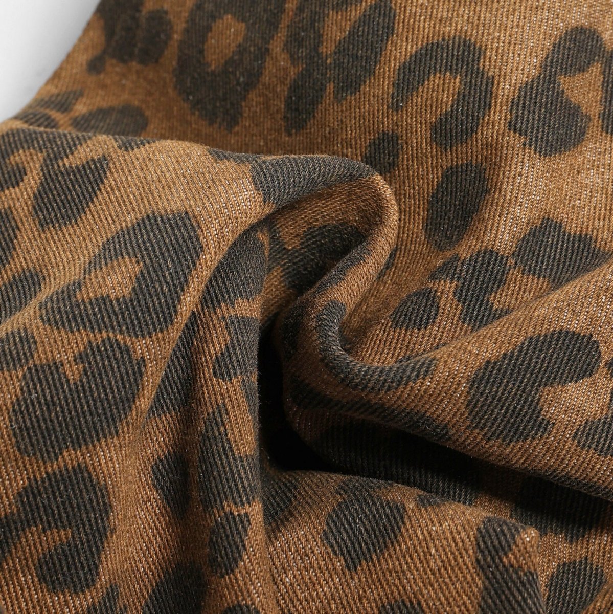 Leopard Print Canvas Tote Bag – Leather Strap Shoulder Bag