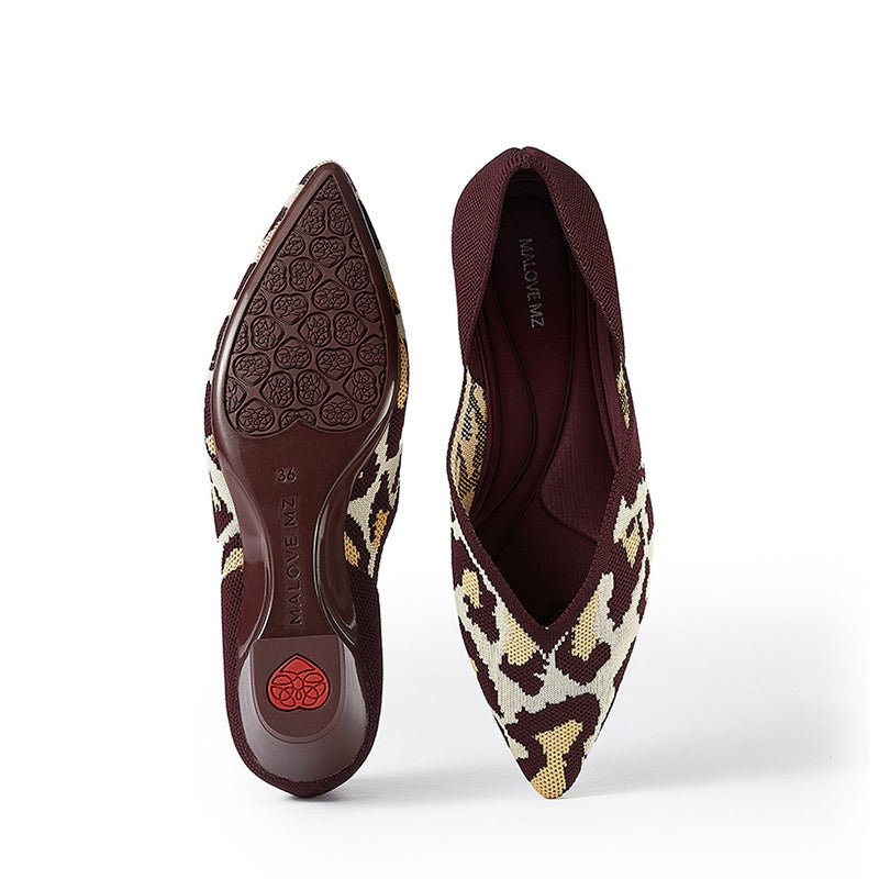 Leopard Print Pointed Toe Princess Flats - 0cm