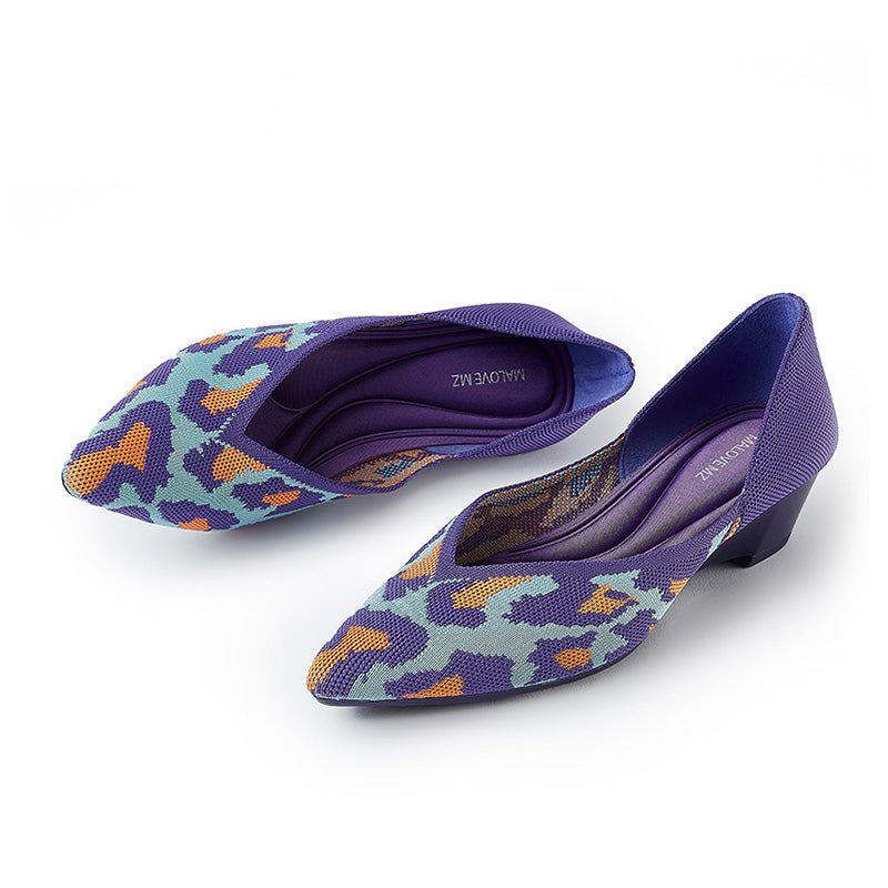 leopard print pointed toe princess flats all purple 2