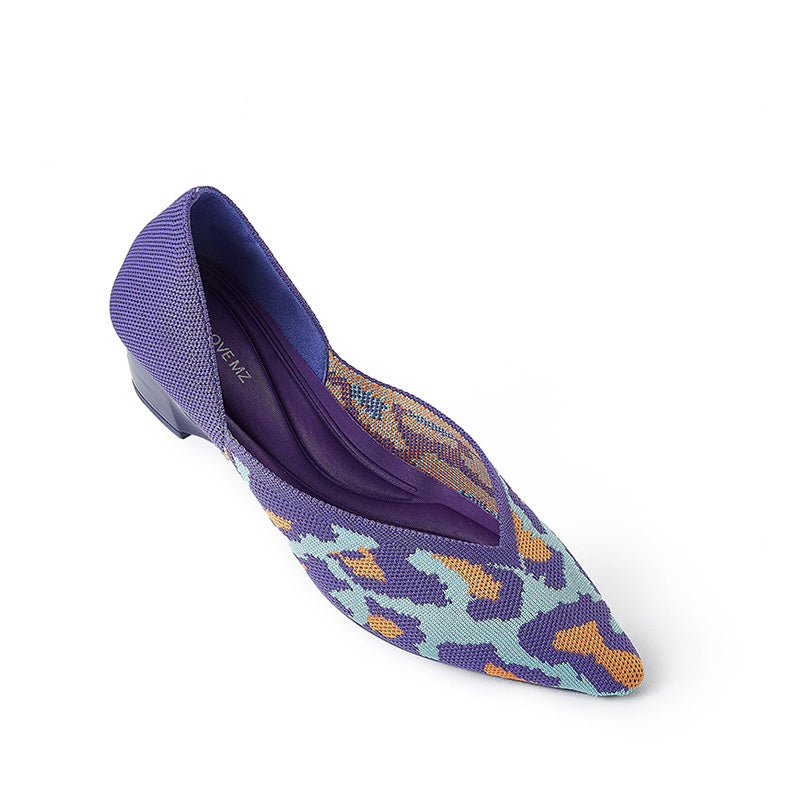 leopard print pointed toe princess flats all purple 4