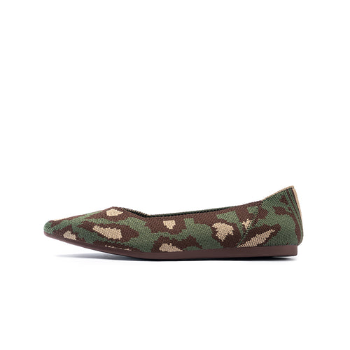 Leopard Print Pointed Toe Work Shoes – Bold Knit Ballet Flats