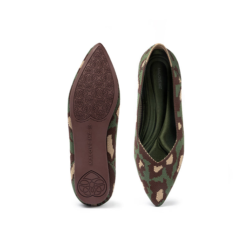 leopard print pointed toe work shoes all green 3