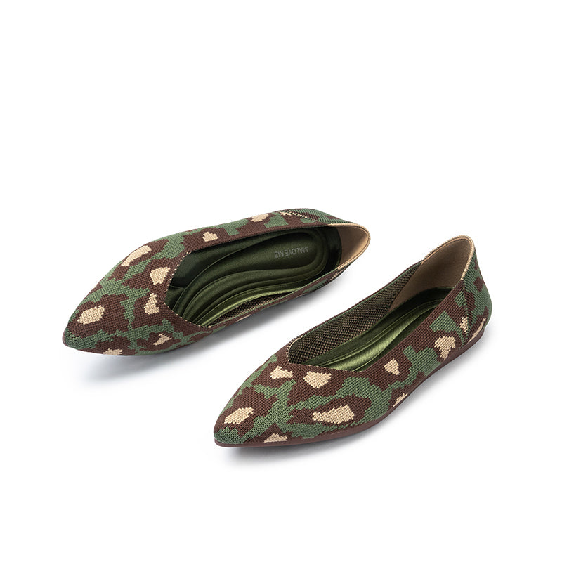 leopard print pointed toe work shoes all green 4