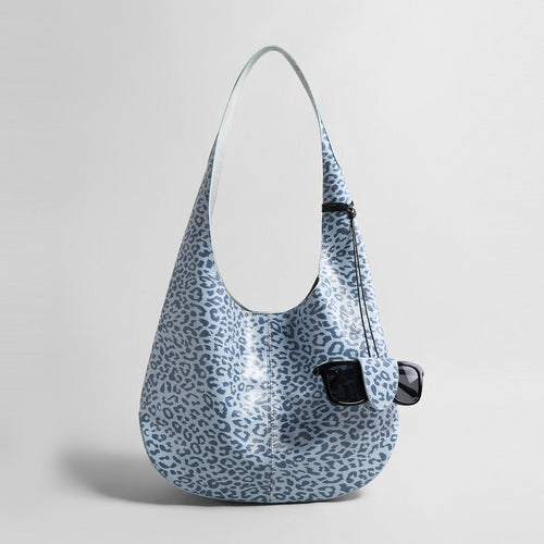 Leopard Print Soft Hobo Bag – First-Layer Calfskin Leather Shoulder Tote with Matching Pouch