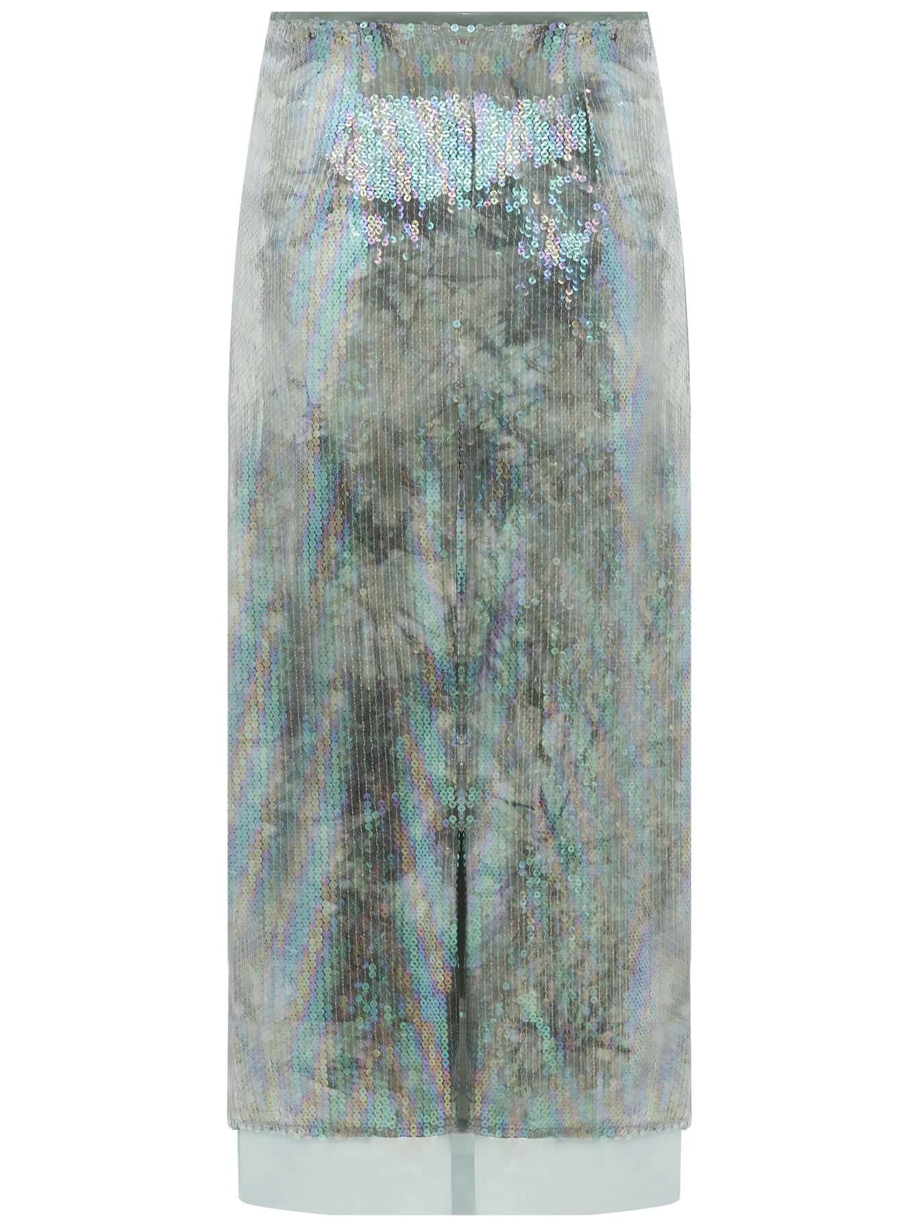 light mint green tie dye sequined midi skirt all green 4