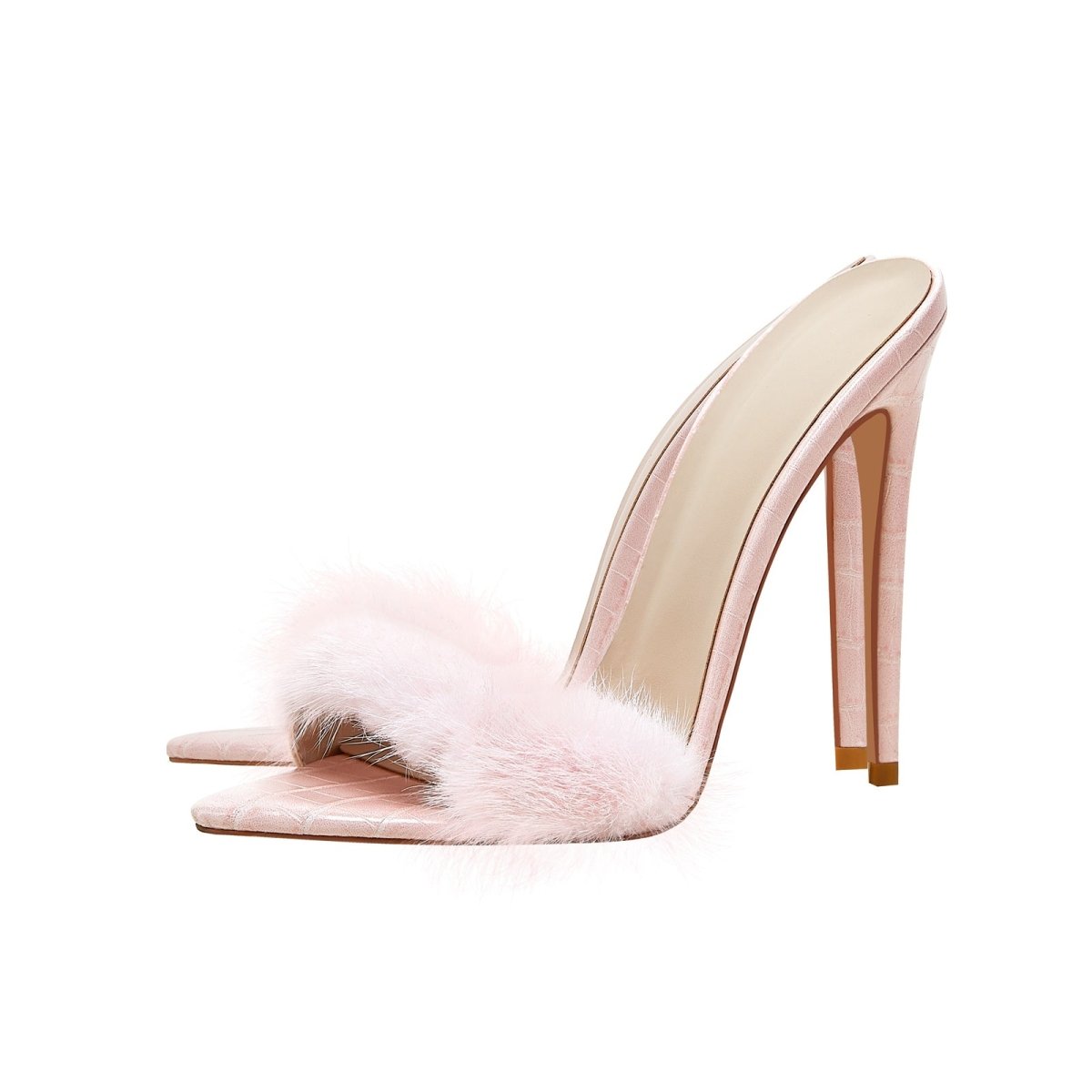 Lightweight Fluffy Pink Heels - 0cm