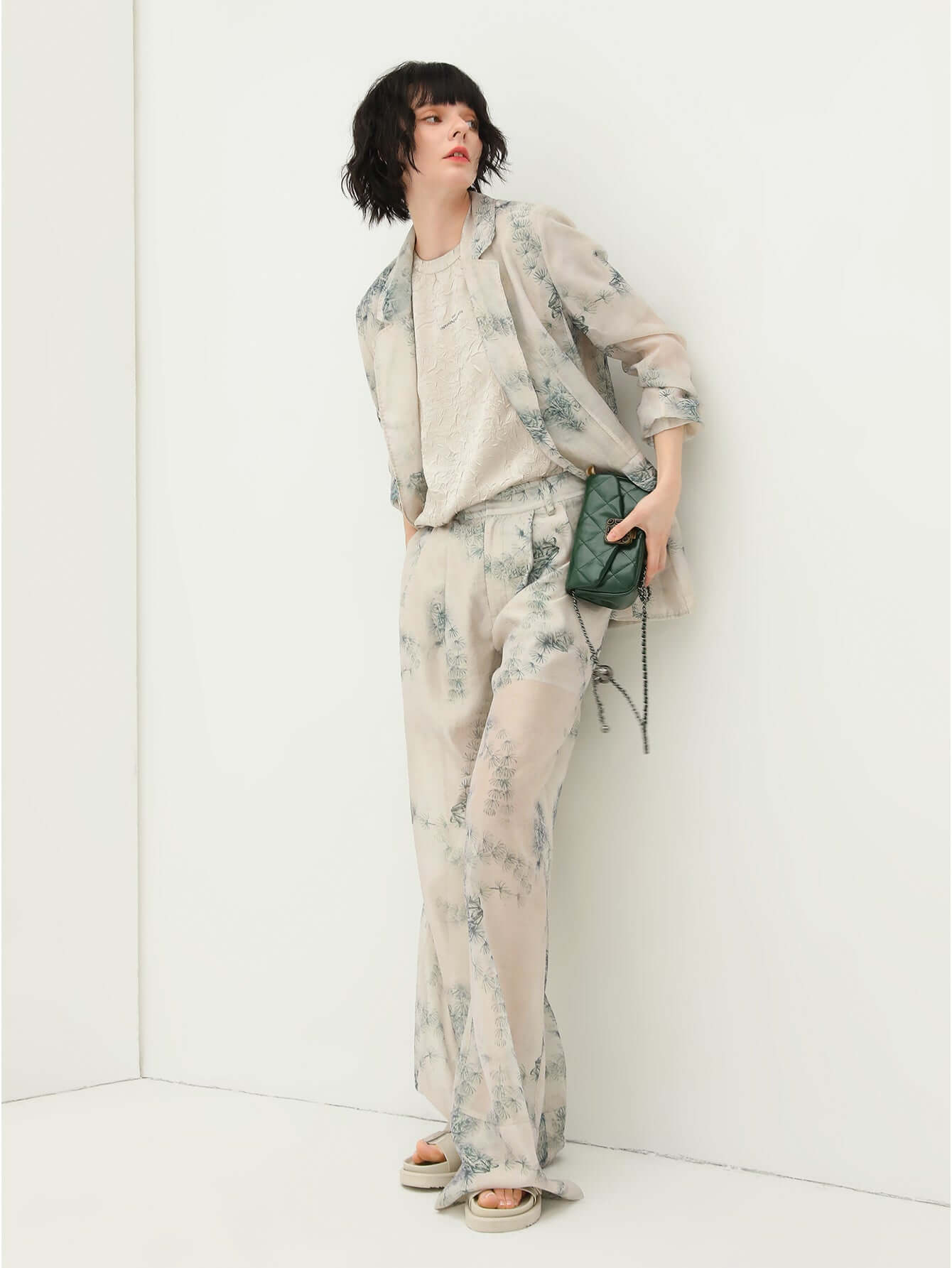 lightweight green straight leg pants all green 1