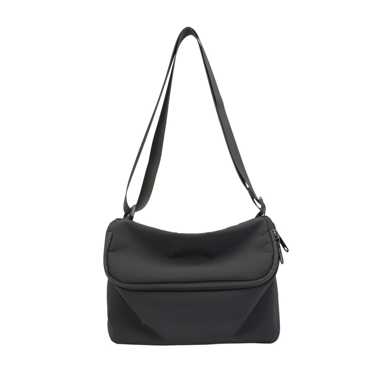 Lightweight Recycled Nylon Flap Crossbody Bag – Eco-Friendly Dual-Zip Shoulder Purse