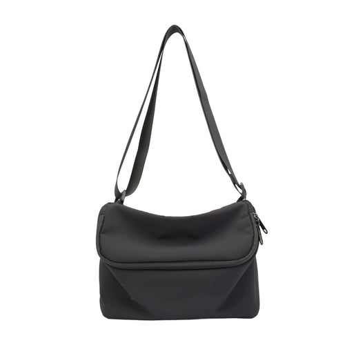 Lightweight Recycled Nylon Flap Crossbody Bag – Eco-Friendly Dual-Zip Shoulder Purse