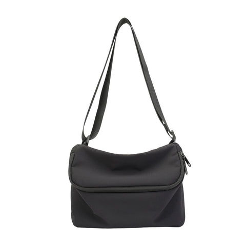 Lightweight Recycled Nylon Flap Crossbody Bag – Eco-Friendly Dual-Zip Shoulder Purse